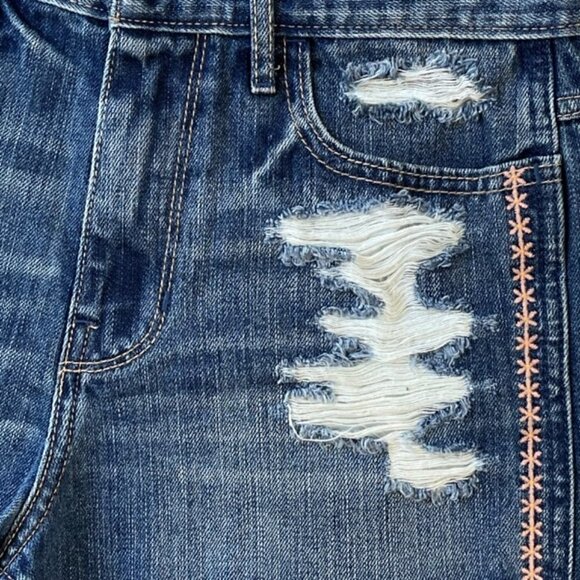 HOLLISTER High Rise Raw Hem Ripped Short-Short Jean Shorts - Size 5/27 - Picture 3 of 6